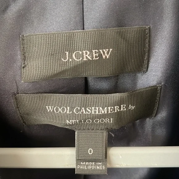 J. Crew Nello Gori Wool Cashmere Navy Bluee double breasted pea coat sz 0 - Picture 5 of 12